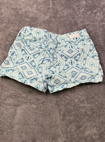 Celebrity Pink Girls Shorts Size 10 Blue Aztec Print Stretch Denim Shorts