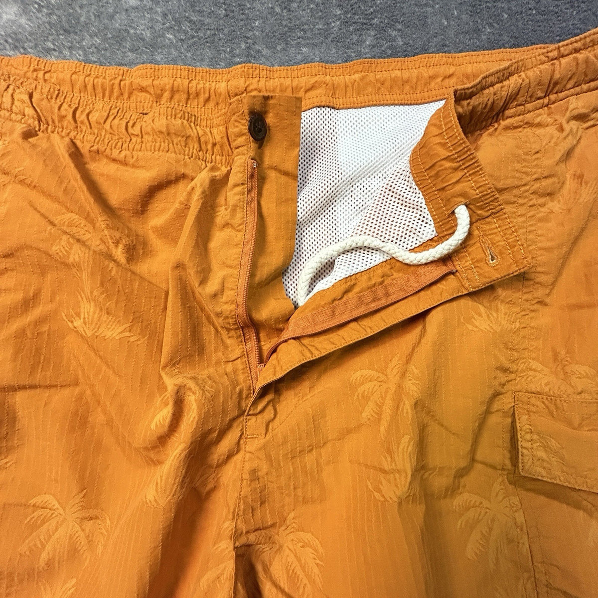 Tommy Bahama Men’s XL Orange Palm Tree Swim Trunks Cargo Board Shorts