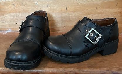Harley-Davidson Sarah 83219 Womens 6.5 Black Leather Chunky Buckle Shoes