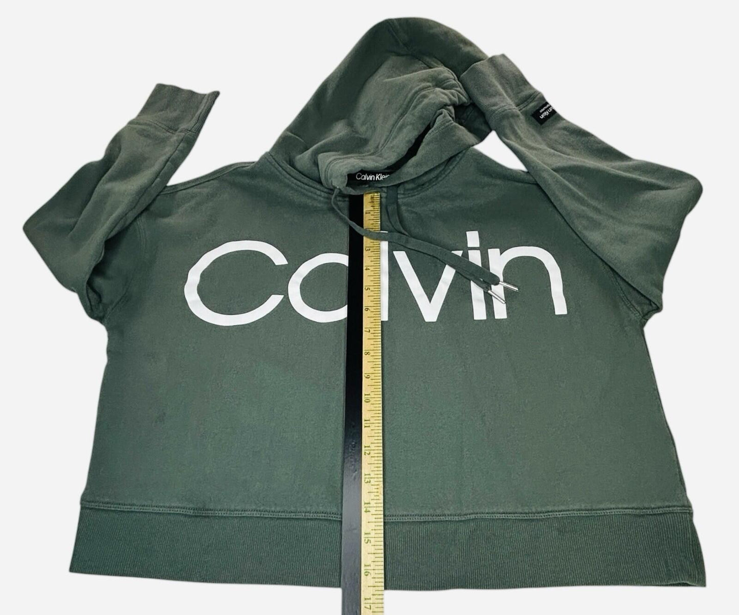 Calvin Klein Performance Hoodie Womens Medium Sage Green Cropped Sweatshirt