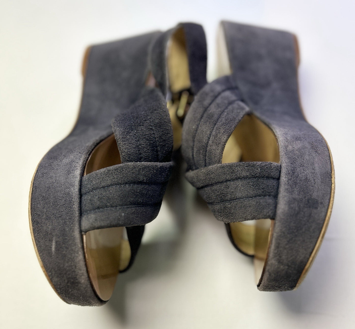 J.Crew Navy Suede Platform Sandals Women's Buckle Slingback Size 9
