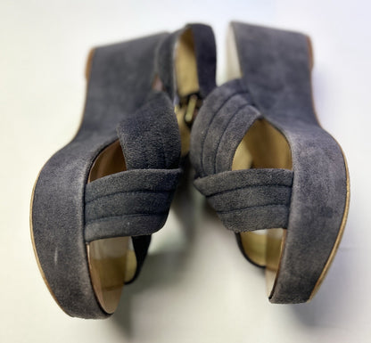 J.Crew Navy Suede Platform Sandals Women's Buckle Slingback Size 9