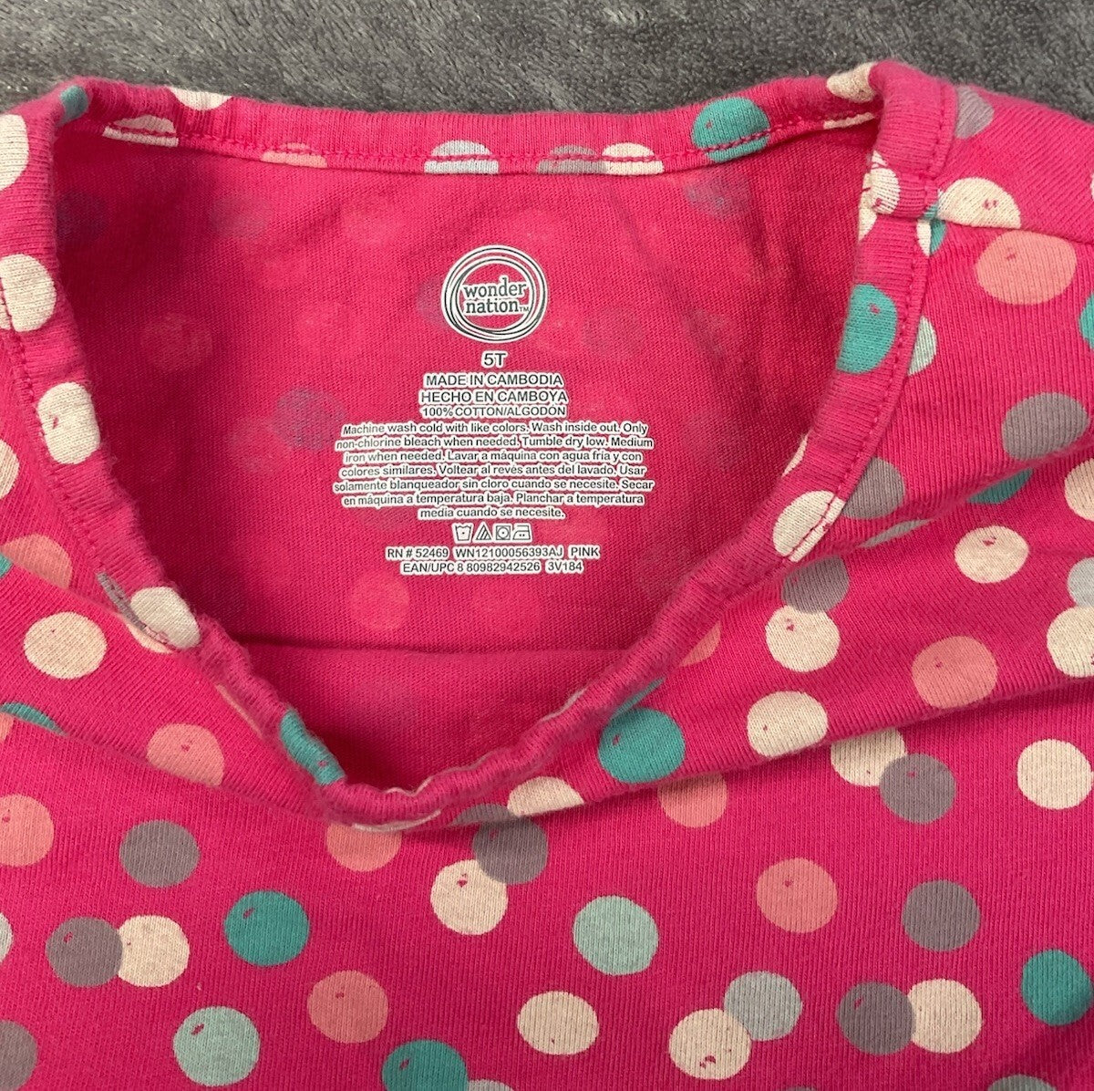Wonder Nation Girls Pink Polka Dot Dress Size 5T Short Sleeve Pockets Cotton