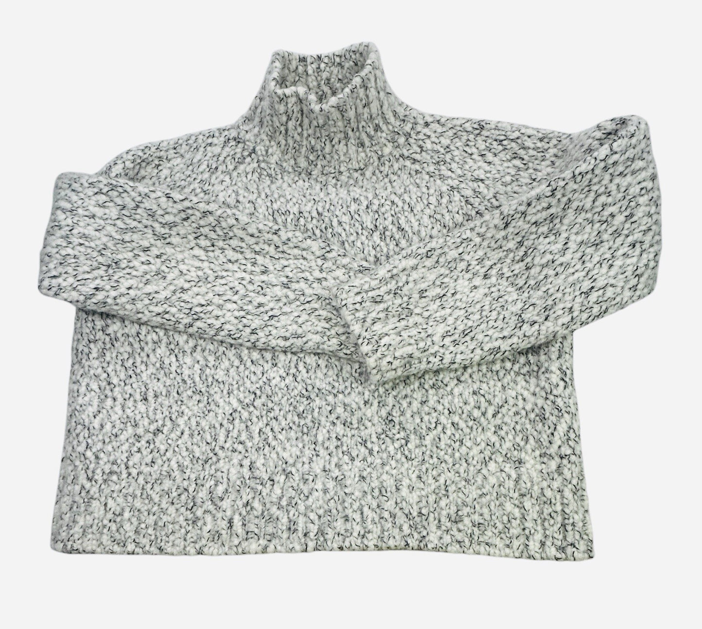 Vince Wool Cashmere Turtleneck Sweater M Chunky Knit Italian Yarn Ivory Gray