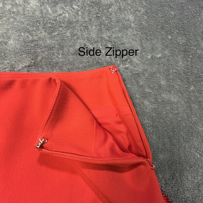 The Devil Wears Prada x Scoop Red Fringe Skirt Women's 0 NWT