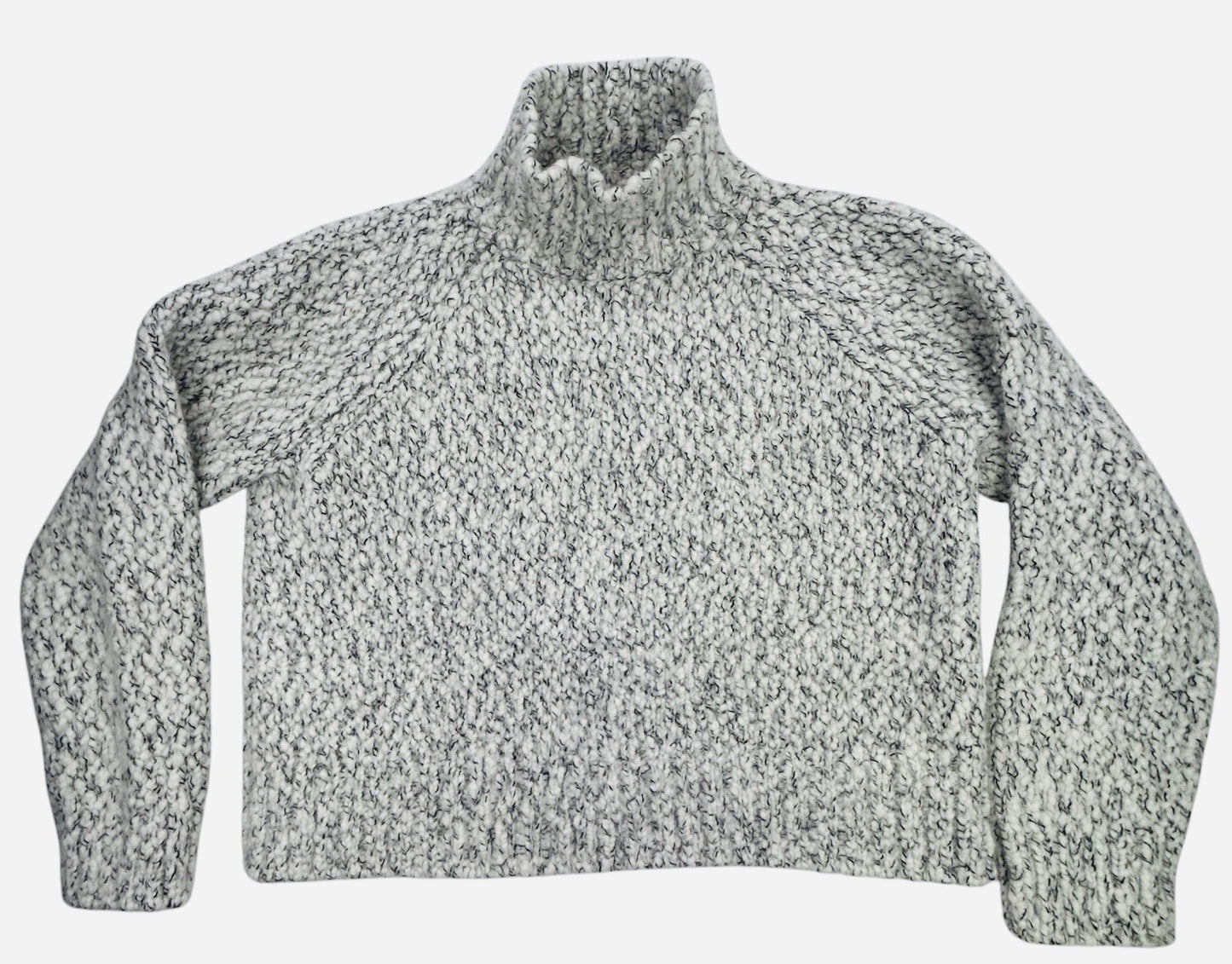 Vince Wool Cashmere Turtleneck Sweater M Chunky Knit Italian Yarn Ivory Gray