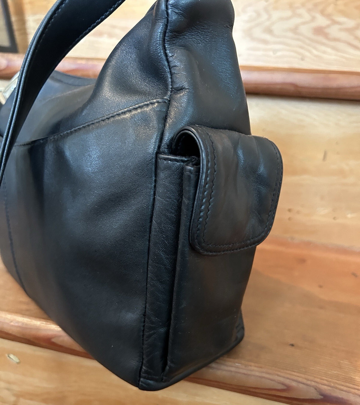 Liz Claiborne Genuine Leather Black Shoulder Bag