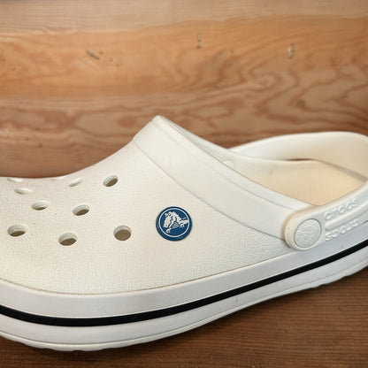 Crocs Classic Clog White Black Stripe Unisex Comfort Shoes Size M7 W9 Preowned