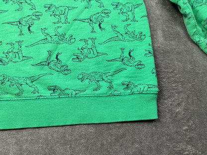 Carter's Boys T-Rex Dinosaur Sweatshirt Green Pullover Crewneck Size 8