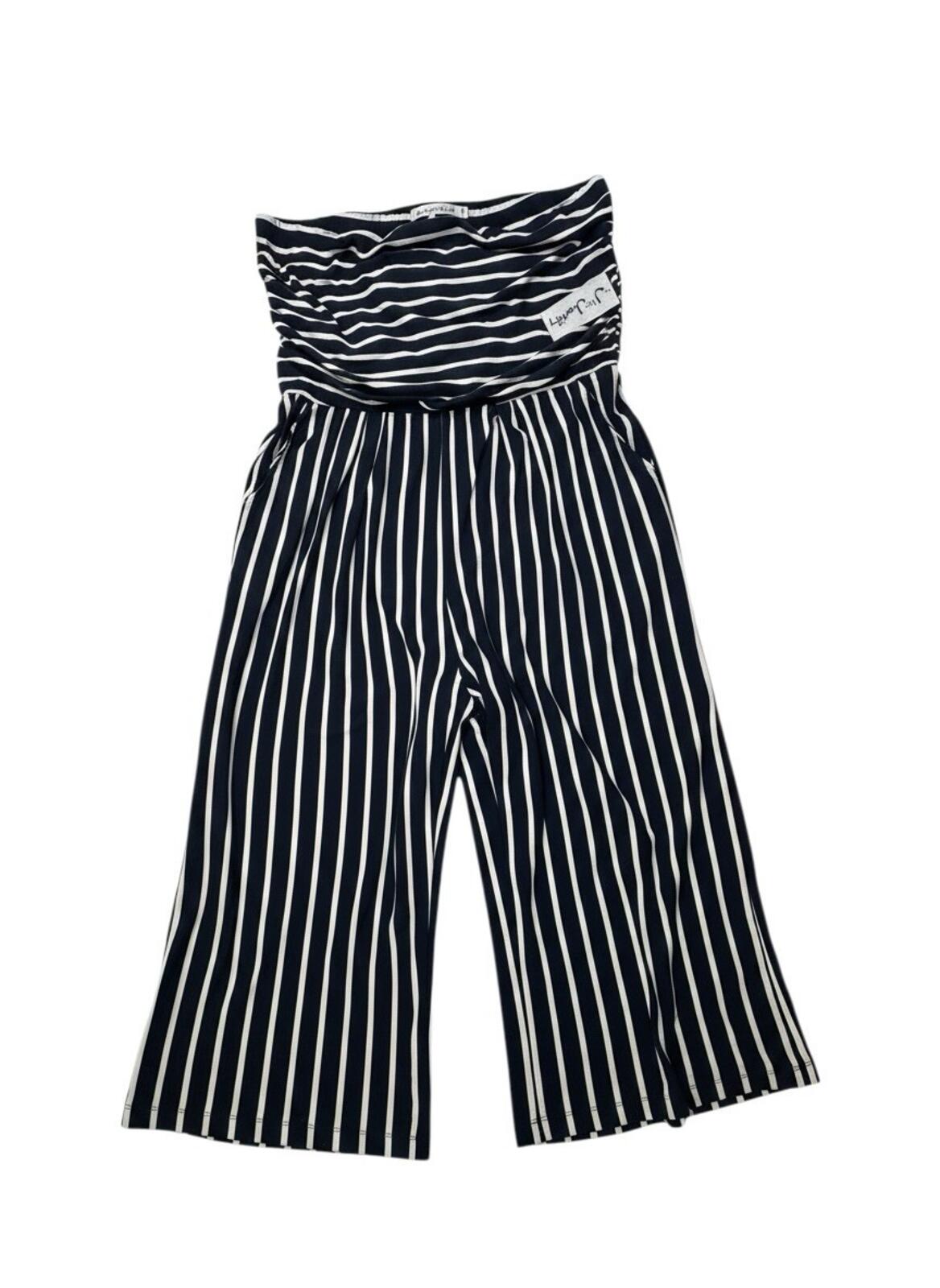 J for Justify Womens 3X Navy White Striped Wide Leg Palazzo Pants Plus Size