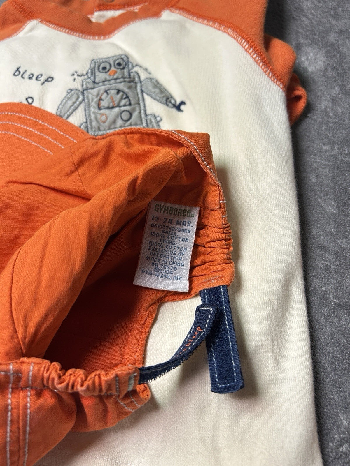 Gymboree Boys 3 Pc Outfit Set 12-24M Robot Shirt Pants Hat Orange Toddler