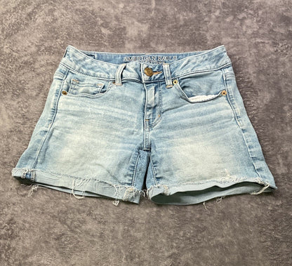 American Eagle Outfitters Midi Denim Shorts Women’s Size 4 Super Super Stretch