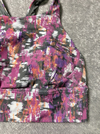 Lululemon Wunder Train Longline Sports Bra Size 8 Purple Black Abstract Print