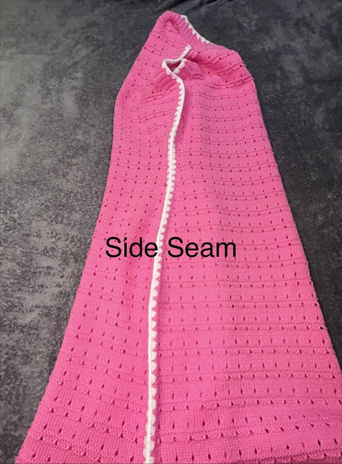 So Me Reece Pink Pointelle Knit Midi Dress Women’s L Sleeveless Contrast Trim