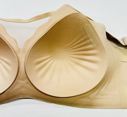 Womens Nude Wireless Comfort Bra Size Large Full Coverage Molded Cups Adjustable