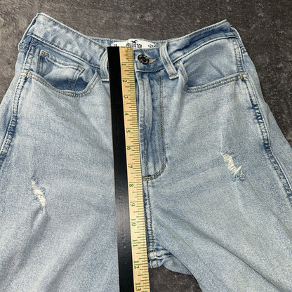 Hollister Curvy Ultra High Rise Mom Jeans Womens 2R W26 Light Wash Distressed