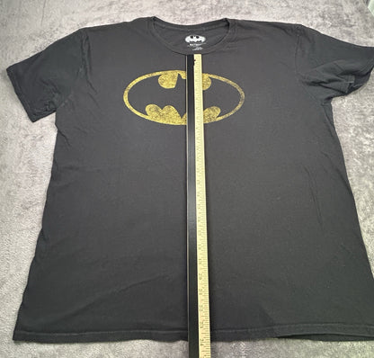 Batman Mens XXL T Shirt Black Yellow Logo DC Comics Graphic Tee 2XL