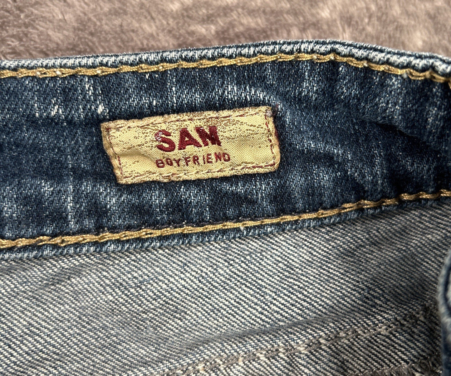 Silver Jeans Sam Womens 28 Low Rise Distressed Bootcut Jeans Medium Wash