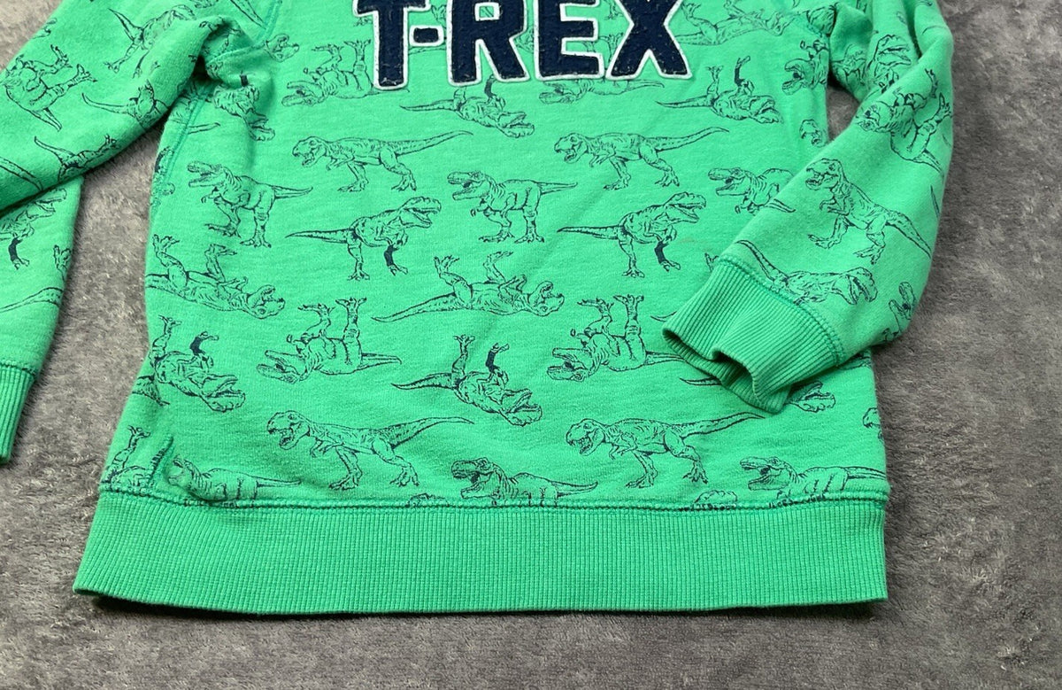 Carter's Boys T-Rex Dinosaur Sweatshirt Green Pullover Crewneck Size 8