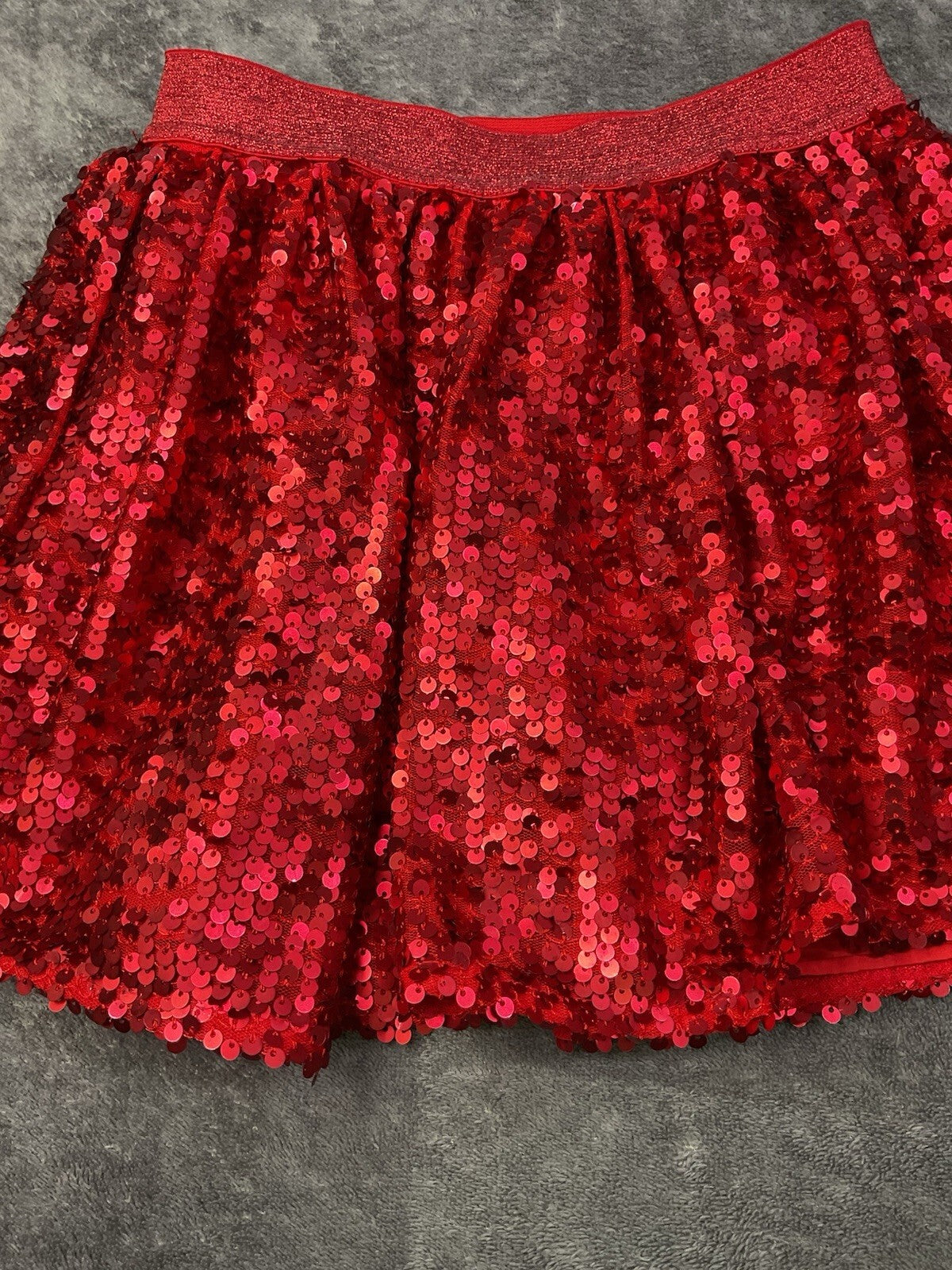 Cat & Jack Girls Red Sequin Skirt XS 4/5 Holiday Christmas Party Lined Sparkle
