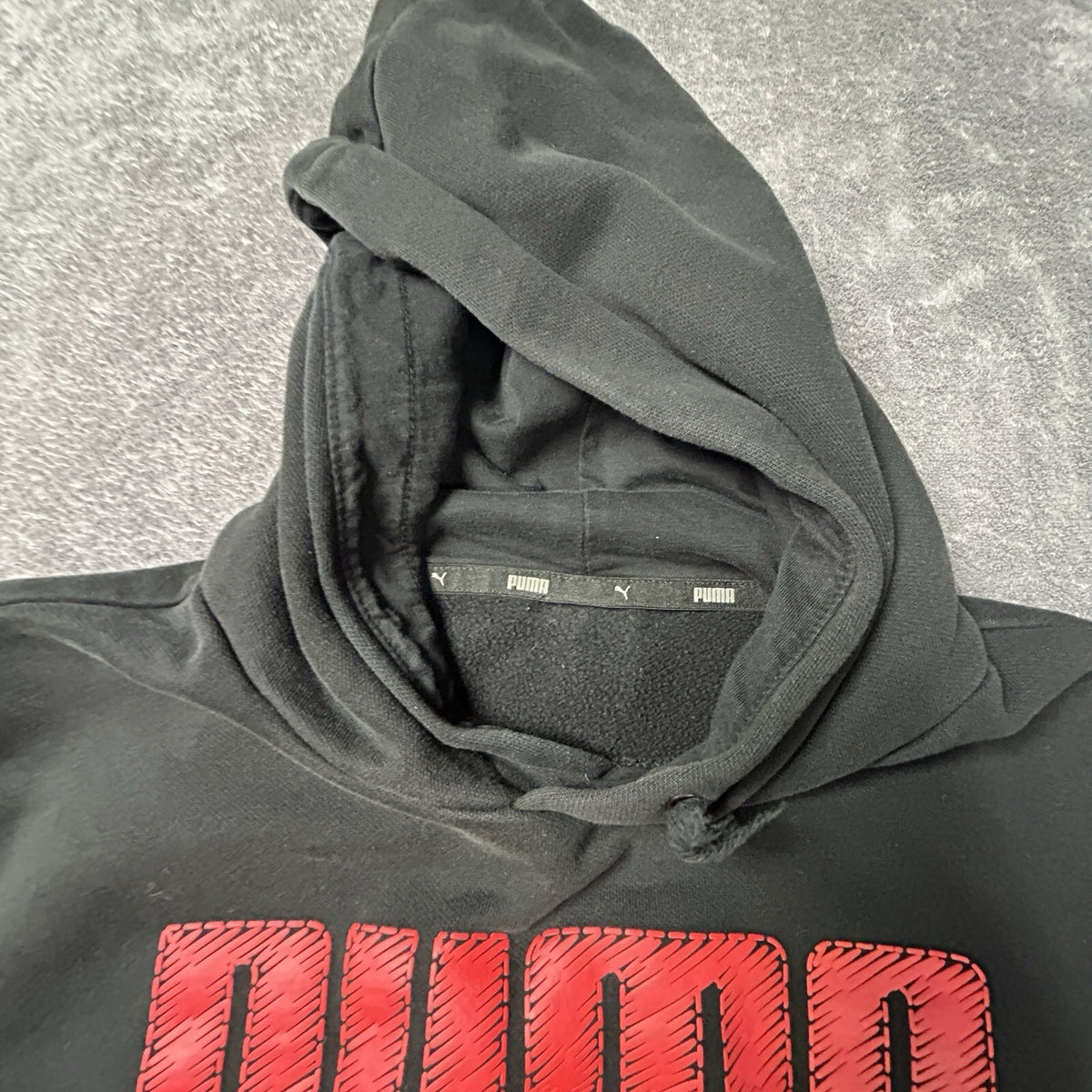 PUMA Mens Black Pullover Hoodie Red Logo Size Unknown See Measurements
