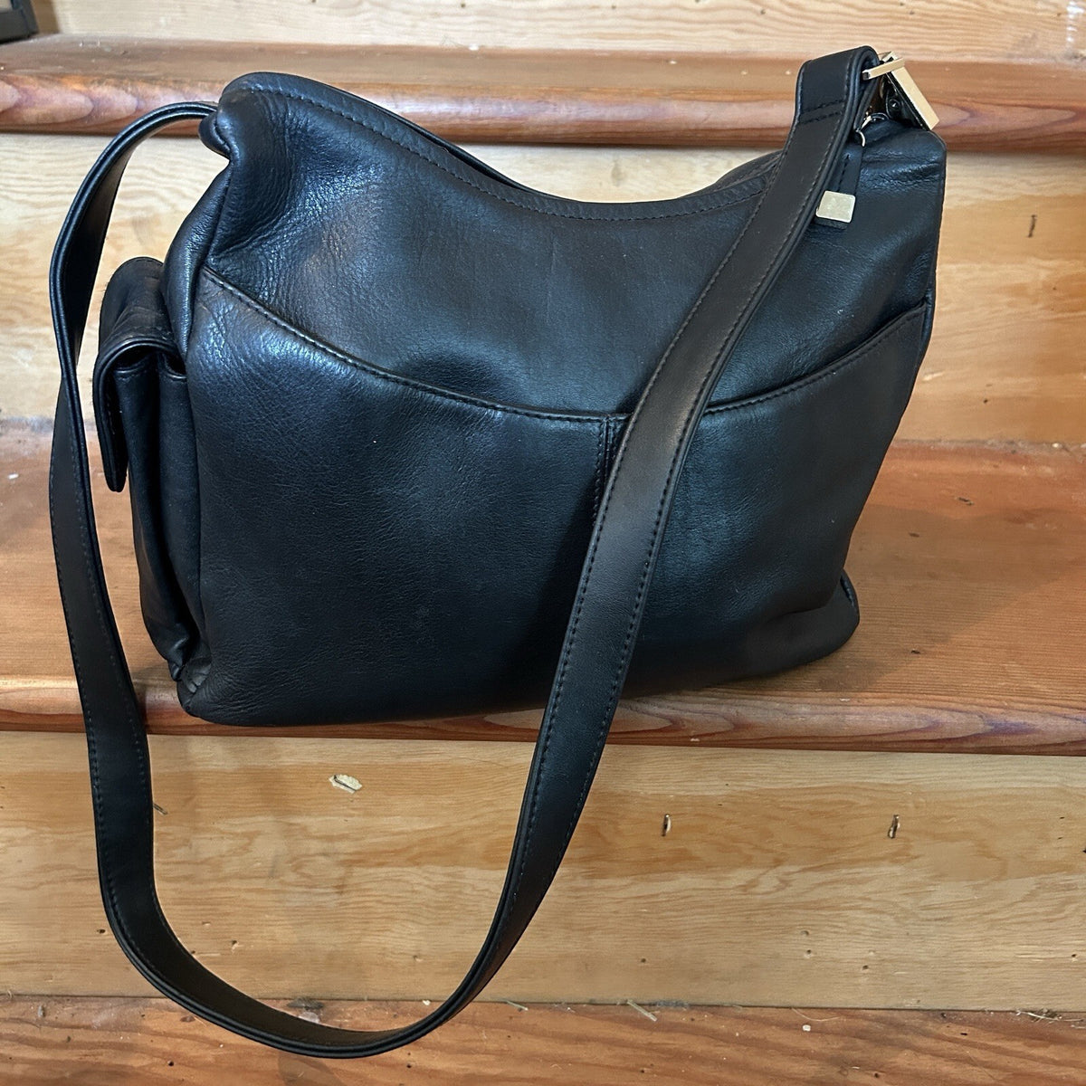 Liz Claiborne Genuine Leather Black Shoulder Bag
