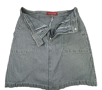 Gloria Vanderbilt Blue White Railroad Stripe Denim Skort Women's Size