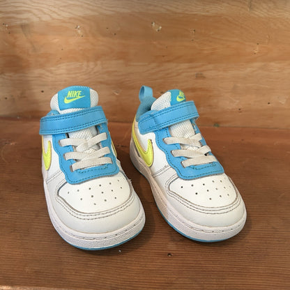 Nike Court Borough Low 2 Toddler 7C White Blue Volt Sneakers BQ5453-122