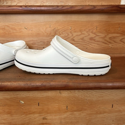 Crocs Classic Clog White Black Stripe Unisex Comfort Shoes Size M7 W9 Preowned