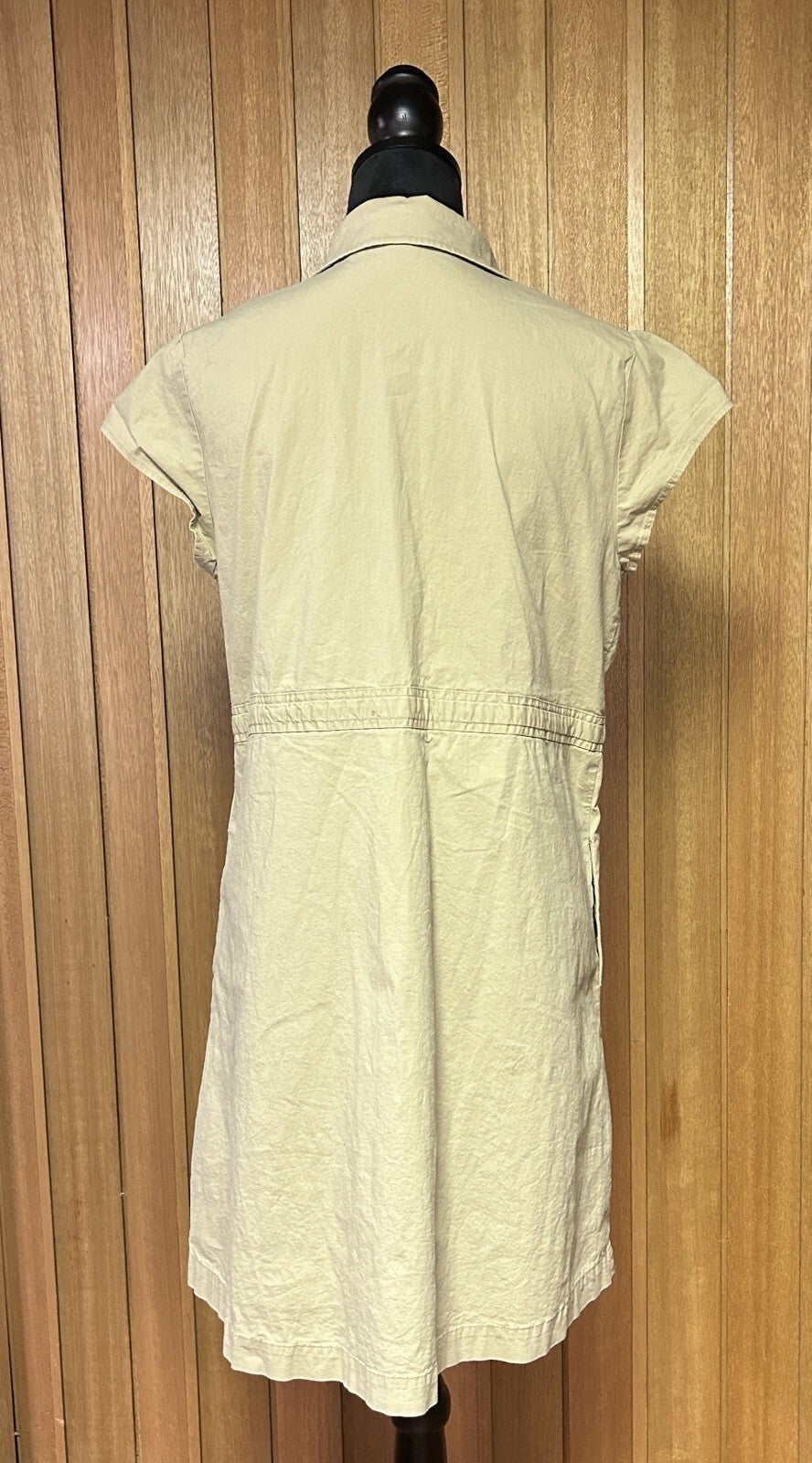 Merona Women’s XL Khaki Button Front Shirt Dress Tie Waist Pockets