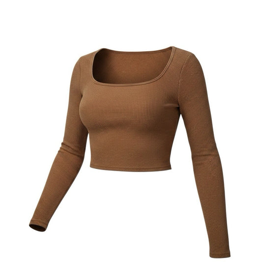 Wild Fable Women’s XXL Deep Orange Ribbed Crop Top Long Sleeve Stretch Casual