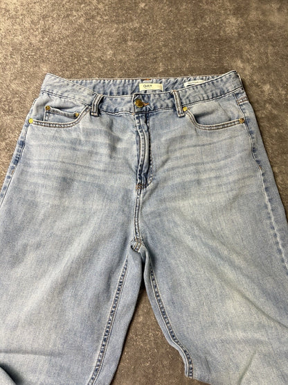 OAT New York Cloud Luxe Jeans Womens 12/31 High Rise Wide Leg Light Wash Denim