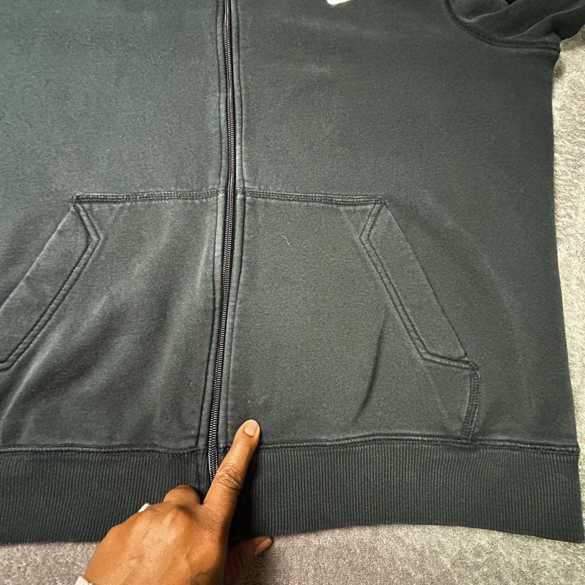 Nike ClSSIC Hooded Jacket Men's XL Black Full Zip Fleece 341573 Swoosh