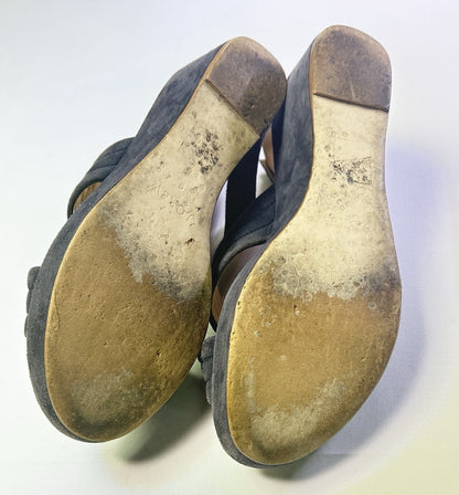 J.Crew Navy Suede Platform Sandals Women's Buckle Slingback Size 9