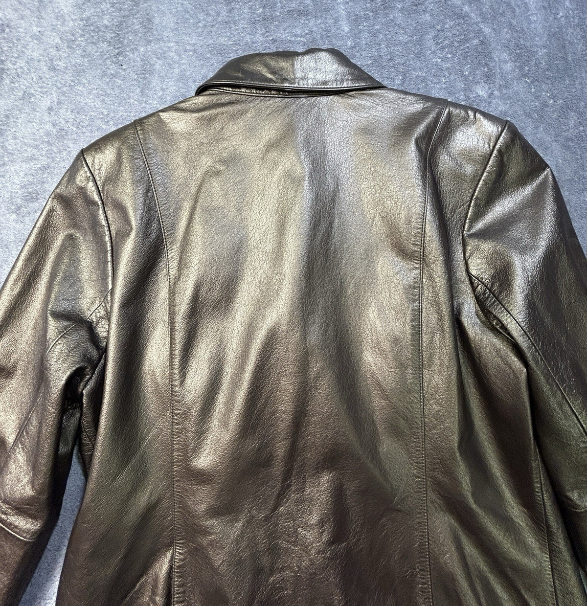 Apostrophe Metallic Leather Button Front Jacket Bronze