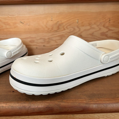 Crocs Classic Clog White Black Stripe Unisex Comfort Shoes Size M7 W9 Preowned