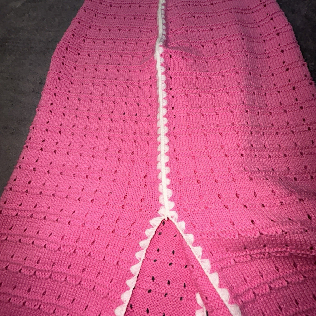 So Me Reece Pink Pointelle Knit Midi Dress Women’s L Sleeveless Contrast Trim