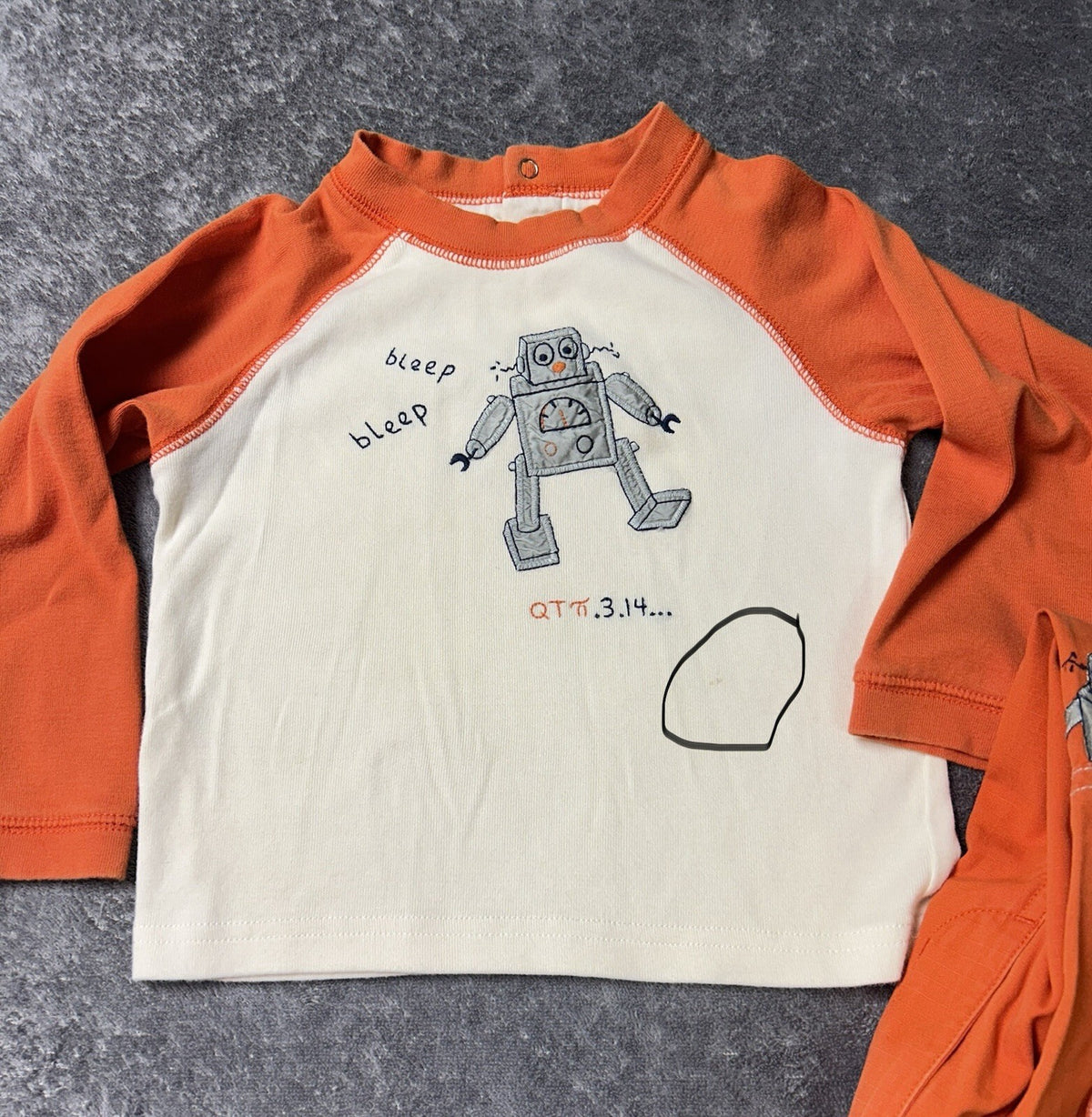Gymboree Boys 3 Pc Outfit Set 12-24M Robot Shirt Pants Hat Orange Toddler