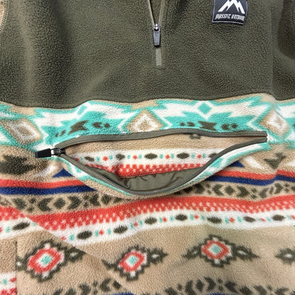 Massive Outdoor Fleece Hoodie Quarter Zip Tribal Aztec Medium