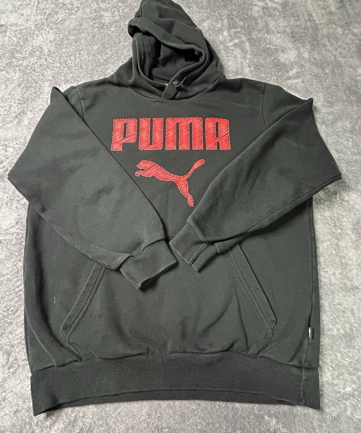PUMA Mens Black Pullover Hoodie Red Logo Size Unknown See Measurements