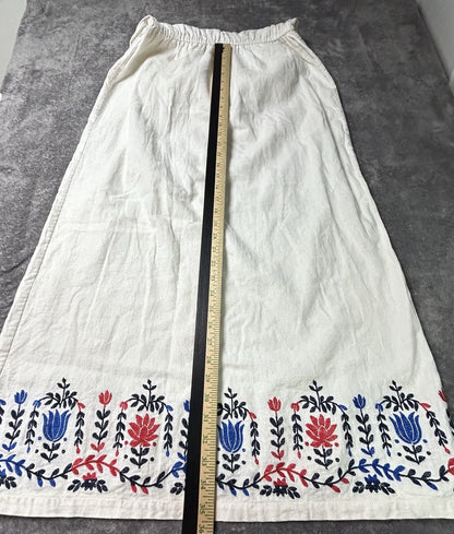 J.Crew Linen Halter Maxi Dress Womens Small Embroidered Elastic Waist