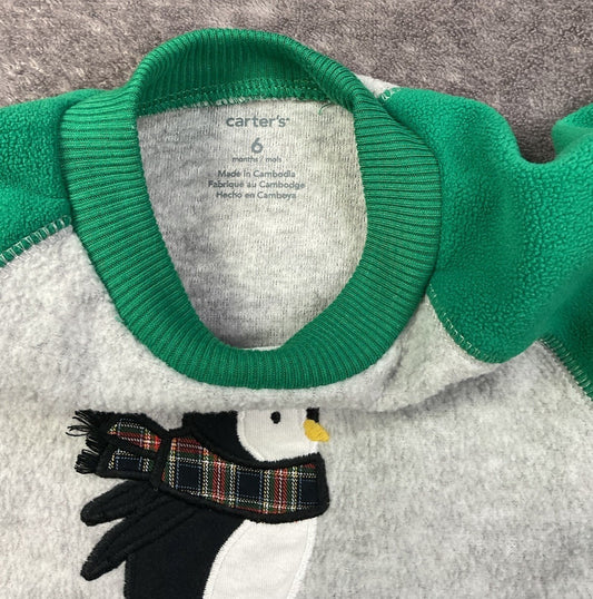 🐧 Carter's Fleece Penguin Romper (6M)