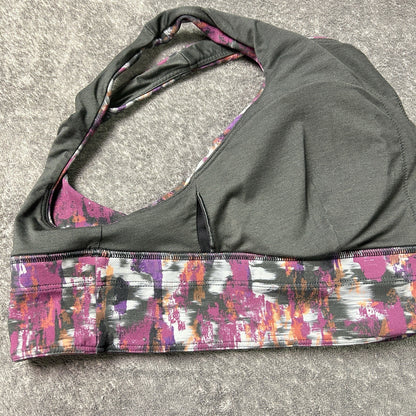 Lululemon Wunder Train Longline Sports Bra Size 8 Purple Black Abstract Print