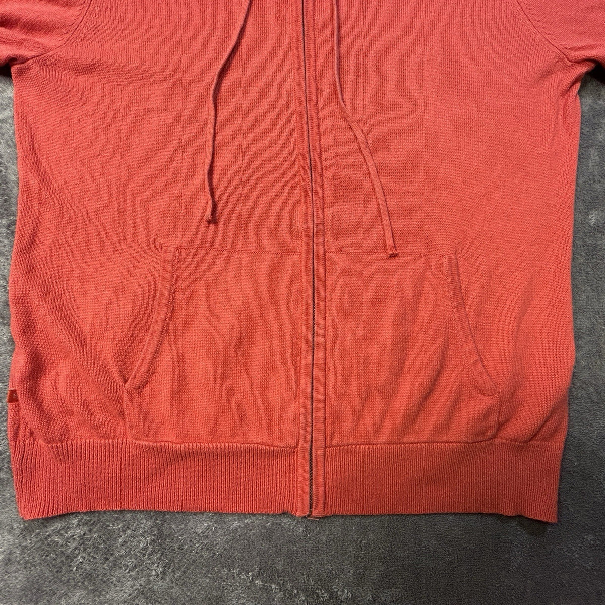 Lauren Ralph Lauren Silk Cashmere Hoodie Women L Full Zip Sweater Coral Orange