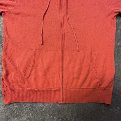 Lauren Ralph Lauren Silk Cashmere Hoodie Women L Full Zip Sweater Coral Orange