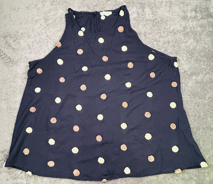 Blu Pepper Women’s Large Navy Textured Polka Dot Sleeveless Tank Top