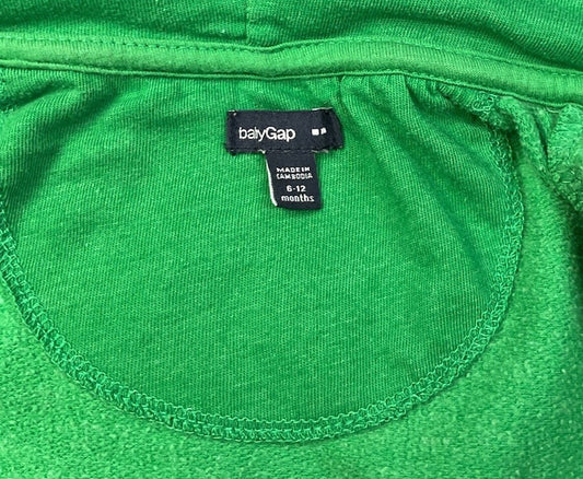 Baby Gap Green Full Zip Hoodie Sweatshirt Hooded Jacket 6-12 Months Unisex