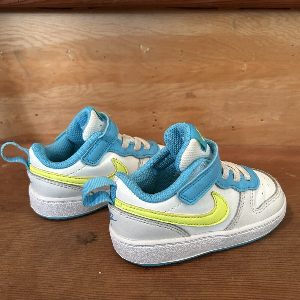 Nike Court Borough Low 2 Toddler 7C White Blue Volt Sneakers BQ5453-122