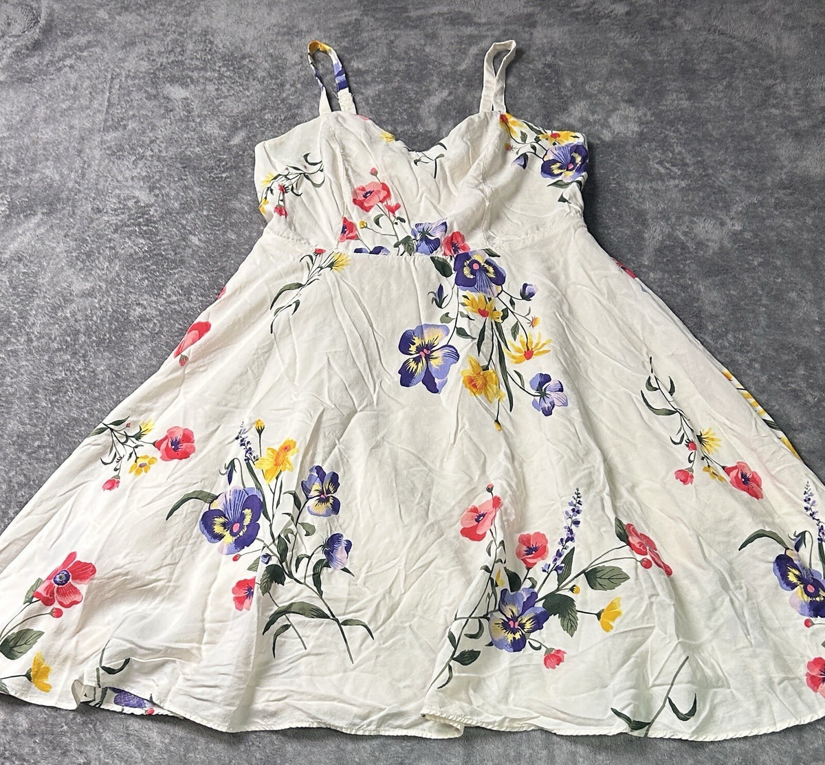 Old Navy Women’s Small Ivory Floral Cani Midi Dress Smocked Back Adjustable Stra