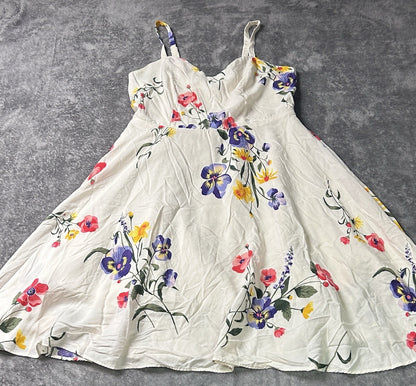 Old Navy Women’s Small Ivory Floral Cani Midi Dress Smocked Back Adjustable Stra